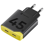 Tactical Minimi 45W CC GaN hurtigoplader - 2x USB-C - Sort / gul