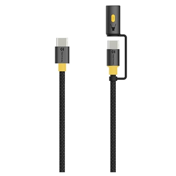 Tactical Stinger USB-C / USB-C-kabel med snap-on-lommelygte - 60W, 1.5m - Sort
