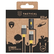 Tactical Stinger USB-C / USB-C-kabel med snap-on-lommelygte - 60W, 1.5m - Sort