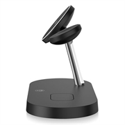 Tech-Protect A12 3-i-1 MagSafe trådløs oplader 15W med indbygget LED-lampe - Sort