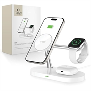 Tech-Protect A12 3-i-1 MagSafe trådløs oplader 15W med indbygget LED-lampe (Open Box - God stand) - hvid