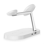 Tech-Protect A12 3-i-1 MagSafe trådløs oplader 15W med indbygget LED-lampe - hvid
