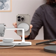 Tech-Protect A12 3-i-1 MagSafe trådløs oplader 15W med indbygget LED-lampe - hvid