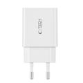 Tech-Protect C35W USB-C-vægoplader med to porte og USB-C-kabel - hvid