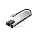 Tech-Protect HB02 6-i-1 USB-C-hubadapter med USB 2.0, USB 3.0, HDMI 4K 30Hz, RJ45 Ethernet og USB-C 100W PD - Rum grå