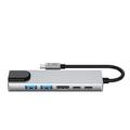 Tech-Protect HB02 6-i-1 USB-C-hubadapter med USB 2.0, USB 3.0, HDMI 4K 30Hz, RJ45 Ethernet og USB-C 100W PD - Rum grå
