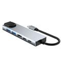Tech-Protect HB02 6-i-1 USB-C-hubadapter med USB 2.0, USB 3.0, HDMI 4K 30Hz, RJ45 Ethernet og USB-C 100W PD - Rum grå