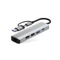 Tech-Protect HB03 5-i-1 USB-C-hubadapter med USB 2.0, USB 3.0, RJ45 Ethernet og Type-C - Rum grå