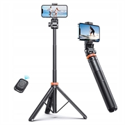 Tech-Protect L03S Udtrækkelig Bluetooth Selfiestang med Tripod Stativ - Sort