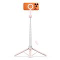 Tech-Protect L10S MagSafe Selfie Stick-stativ med Bluetooth-fjernbetjening - Pink / Grå