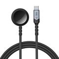Tech-Protect MC01 UltraBoost magnetisk oplader til Apple Watch med 120cm Type-C-kabel - sort