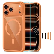 iPhone 17 Pro/18 Pro Tech-Protect MagOne MagSafe CC cover med 2 stk. Glass+-skærmbeskyttere - Kosmisk Orange / Klar