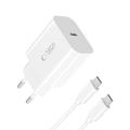 Tech-Protect NC20W USB-C-oplader med Type-C-kabel - hvid