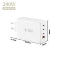Tech-Protect NC240W-GAN 4-ports vægoplader – 240 W PD & QC – hvid