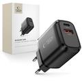 Tech-Protect NCA65W-GAN 65W vægoplader med USB-C PD og USB-A QC3.0 - sort