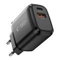 Tech-Protect NCA65W-GAN 65W vægoplader med USB-C PD og USB-A QC3.0 - sort