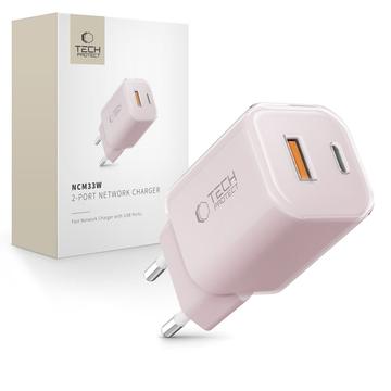 Tech-Protect NCM33W Dual-Port 30W vægoplader - pink
