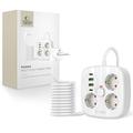 Tech-Protect PCS3X4 Stikdåse - 3 AC-udtag, 2 USB-A- og 2 USB-C-porte, 2m kabel - hvid