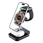 Tech-Protect QI15W-A29 3-i-1 magnetisk trådløs oplader (Open Box - Bulk Tilfredsstillelse) - sort