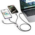 Tech-Protect UltraBoost 3-in-1 Cable - Lightning, USB-C, MicroUSB - 100cm/3.5A - Grå