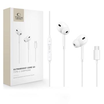 Tech-Protect Ultraboost Core G3 USB-C-øretelefoner med ledning - hvid