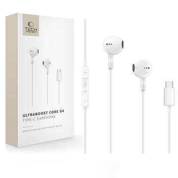 Tech-Protect Ultraboost Core G4 USB-C-øretelefoner med ledning - Hvid