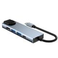Tech-Protect V3 5-i-1 USB-C Hub - HDMI, Gigabit-LAN, USB 3.0/2.0, 100W USB-C - Grå