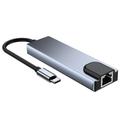Tech-Protect V3 5-i-1 USB-C Hub - HDMI, Gigabit-LAN, USB 3.0/2.0, 100W USB-C - Grå