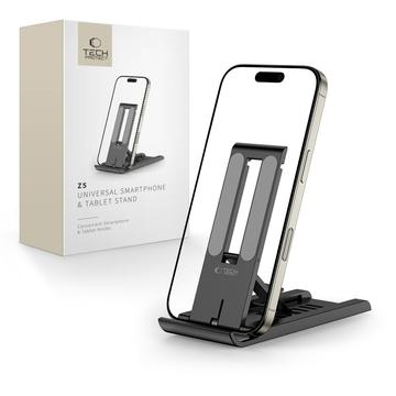 Tech-Protect Z5 Foldbar aluminiumsholder til smartphones, tablets og e-læsere - 4" - 8.3" - Sort