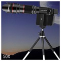 Kameralinse til Teleskop med Stativ - 50X Optisk Zoom - Sort