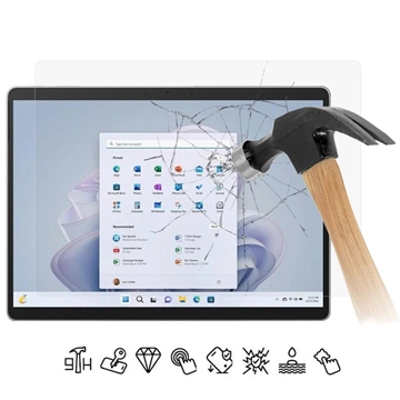Microsoft Surface Pro 10 Skærmbeskyttelse Hærdet Glas - 9H, 0.3mm - Case Friendly - Klar