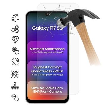 Samsung Galaxy F17 Skærmbeskyttelse Hærdet Glas - 9H - Case Friendly - Gennemsigtig