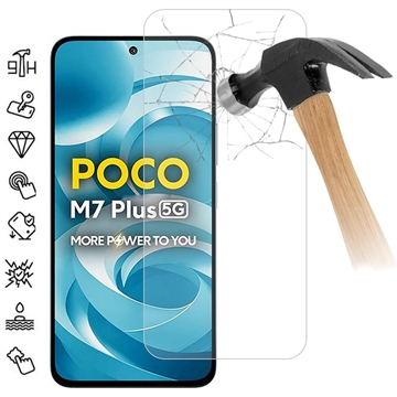 Xiaomi Poco M7 Plus Skærmbeskyttelse Hærdet Glas - 9H - Case Friendly - Gennemsigtig