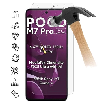 Xiaomi Poco M7 Pro 5G Skærmbeskyttelse Hærdet Glas - Case Friendly - Gennemsigtig