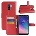 Samsung Galaxy A6+ (2018) Flip Cover med Kortholder - Rød