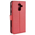 Samsung Galaxy A6+ (2018) Flip Cover med Kortholder - Rød