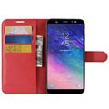 Samsung Galaxy A6+ (2018) Flip Cover med Kortholder - Rød
