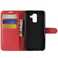 Samsung Galaxy A6+ (2018) Flip Cover med Kortholder - Rød
