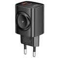 Toocki TCT20-21EU 3-i-1 GaN-oplader - USB-C/USB-A - Sort