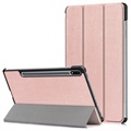 Tri-Fold Series Samsung Galaxy Tab S7 FE Smart Folio Cover - Rødguld