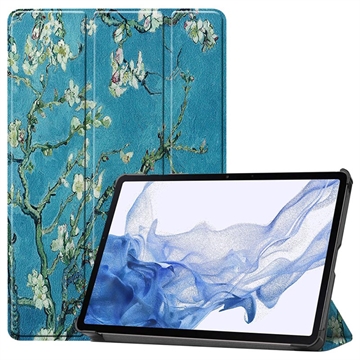 Samsung Galaxy Tab S9 Tri-Fold Series Smart Folio Cover - Hvid Blomster