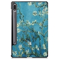 Samsung Galaxy Tab S9 Tri-Fold Series Smart Folio Cover - Hvid Blomster