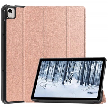 Tri-Fold Series Nokia T21 Smart Folio Cover - Rødguld