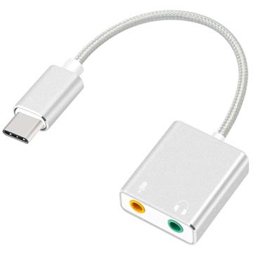 USB-C / AUX Hovedtelefoner & Mikrofon Audio Adapter - Sølv