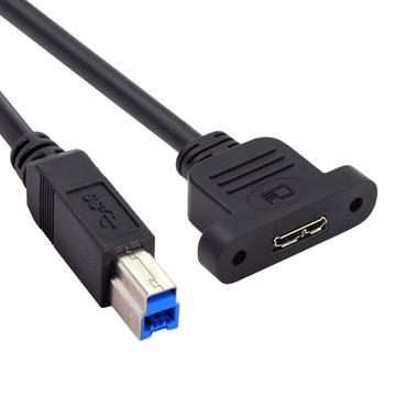 U3-083-BM 50 cm Type-B USB 3.0 han til Micro 3.0 Type-B hun skruemonteret forlængerkabel 5Gbps