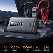 Ugreen ES703 4-i-1 startbooster - luftkompressor, 10000mAh powerbank, LED-lampe - sort
