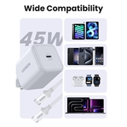 Ugreen X524 45W GaN USB-C-vægoplader med USB-C-kabel - hvid