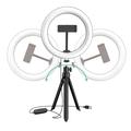 UN-205 8'' LED Ring Light med stativ og telefonholder Desktop Selfie Circle Lamp til YouTube Video Photography Makeup