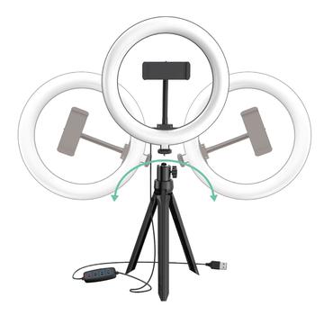 UN-205 8\'\' LED Ring Light med stativ og telefonholder Desktop Selfie Circle Lamp til YouTube Video Photography Makeup
