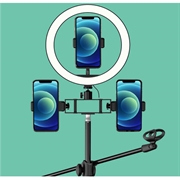 UN-700 10\'\' LED Ring Light med stativ Sound Card Tray og 3 telefonholdere til Selfie YouTube Video Photography Makeup